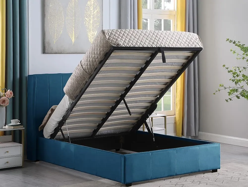 Seconique Seconique Amelia 5ft King Size Blue Fabric Ottoman Bed Frame