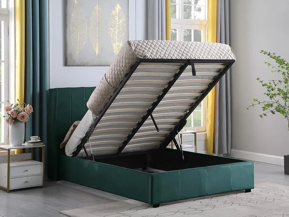 Seconique Seconique Amelia Green Fabric Ottoman Bed Frame