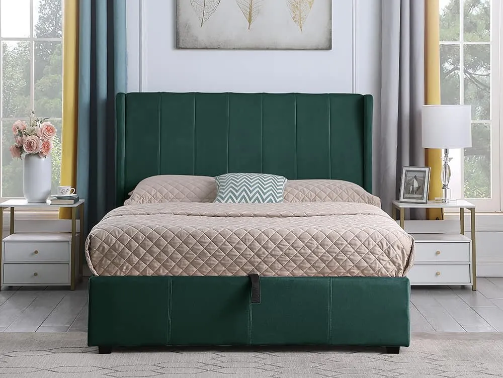 Seconique Seconique Amelia Green Fabric Ottoman Bed Frame