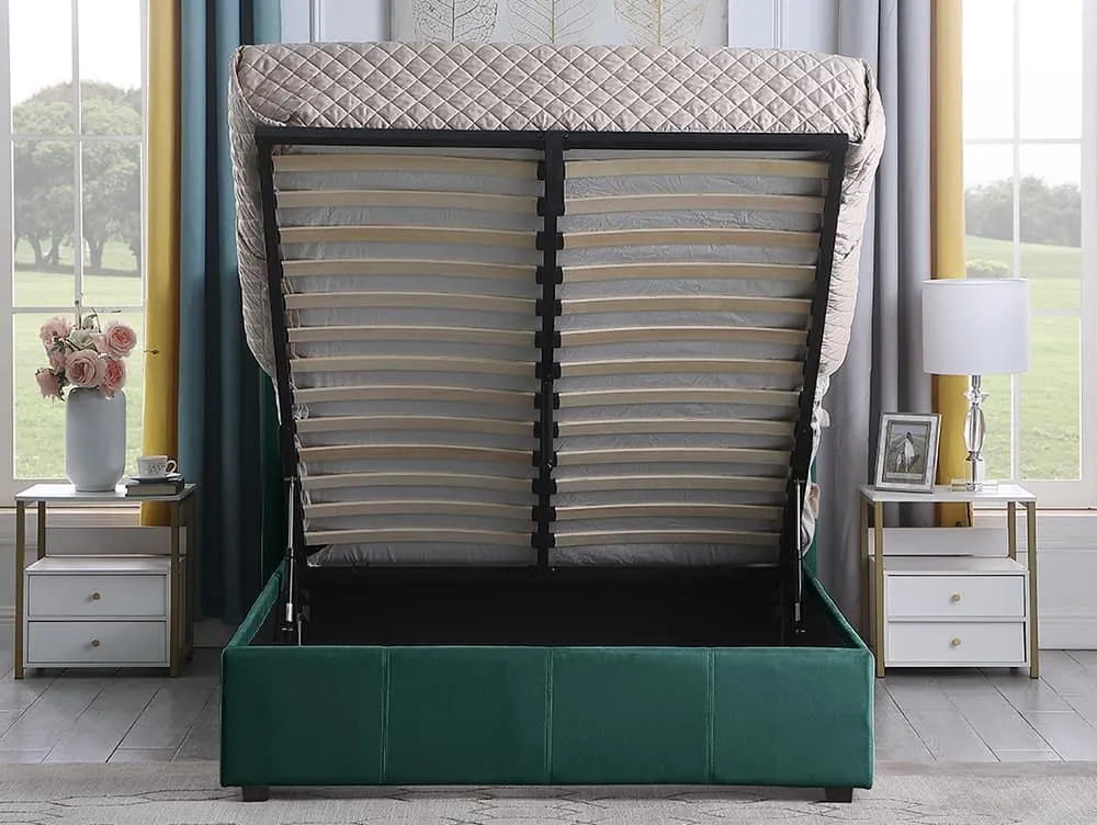 Seconique Seconique Amelia 5ft King Size Green Fabric Ottoman Bed Frame