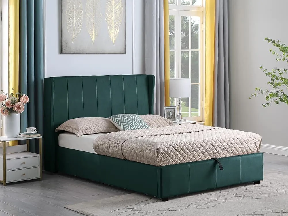 Seconique Seconique Amelia Green Fabric Ottoman Bed Frame