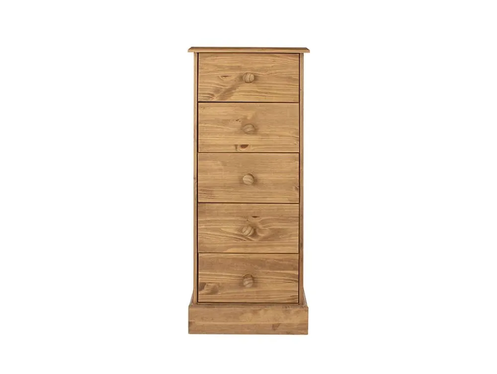 Core Core Cotswold Pine 5 Drawer Tall Narrow Wooden Chest of Drawers