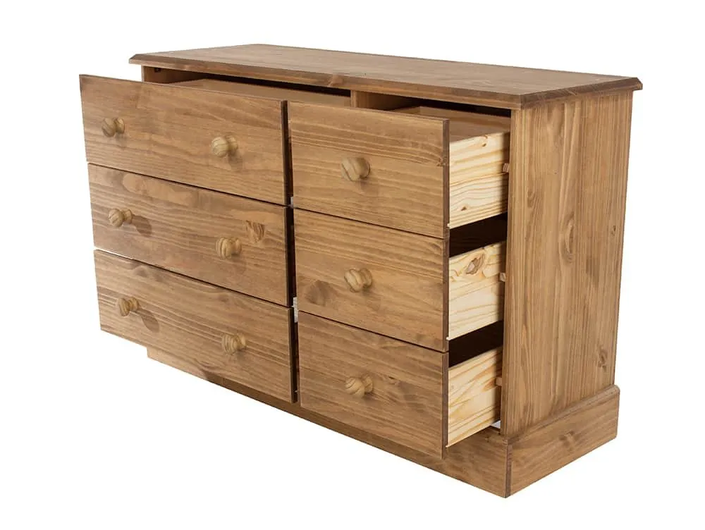 Core Core Cotswold Pine 3+3 Drawer Wide Wooden Chest of Drawers