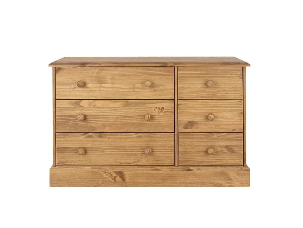 Core Core Cotswold Pine 3+3 Drawer Wide Wooden Chest of Drawers