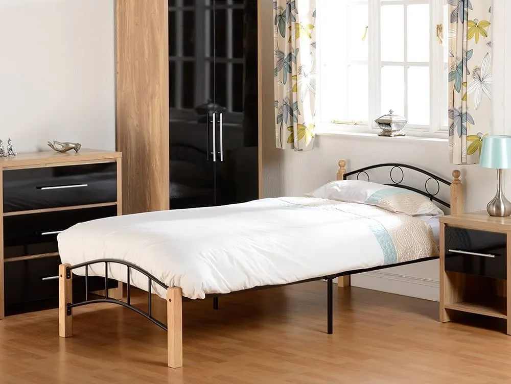 Seconique Seconique Luton 3ft Single Black and Beech Metal Bed Frame