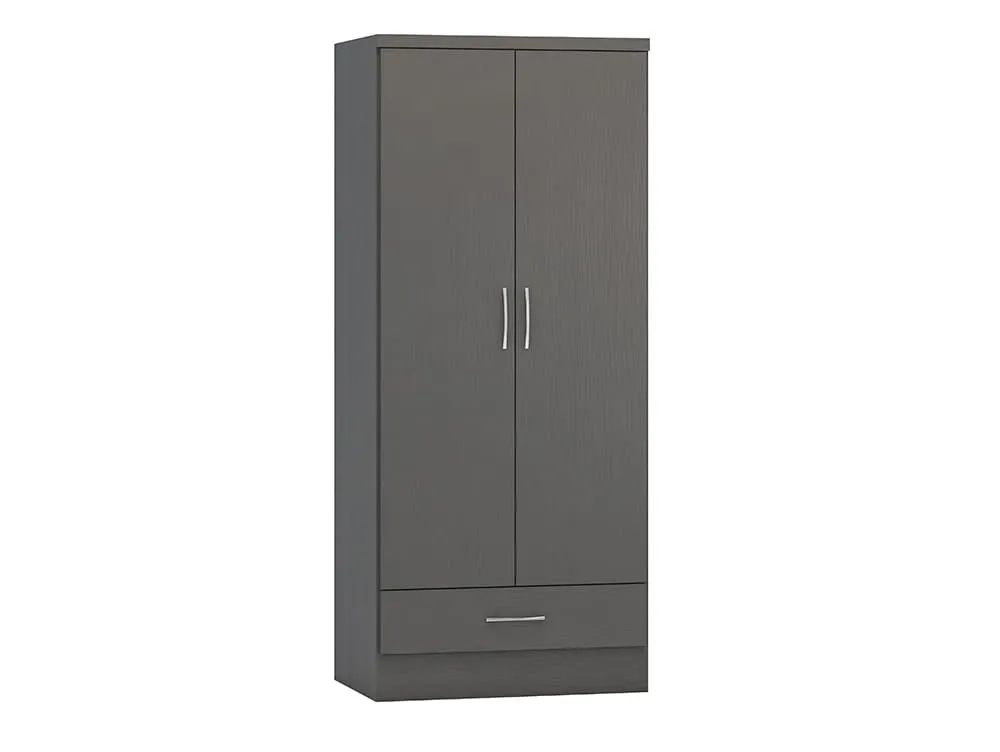 Seconique Seconique Nevada Matt Grey 2 Door 1 Drawer Double Wardrobe