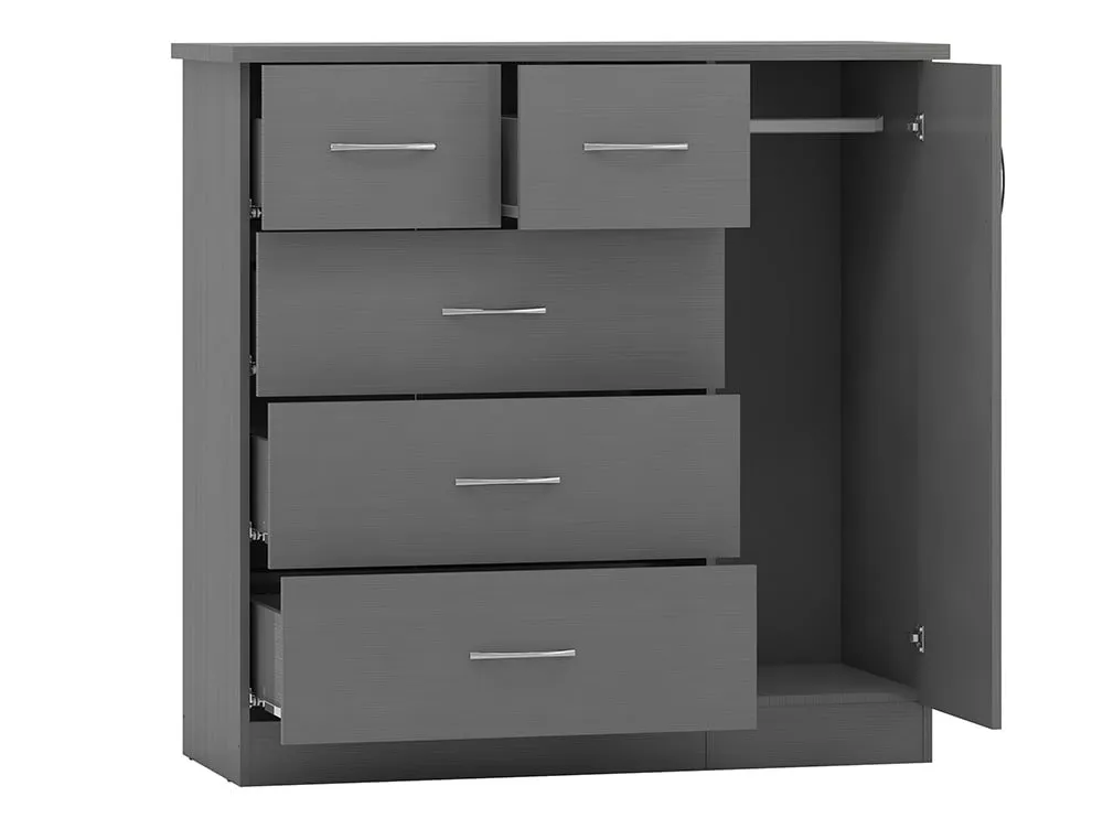 Seconique Seconique Nevada Matt Grey 1 Door 5 Drawer Chest of Drawers