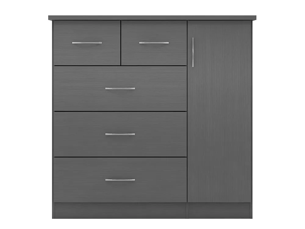 Seconique Seconique Nevada Matt Grey 1 Door 5 Drawer Chest of Drawers