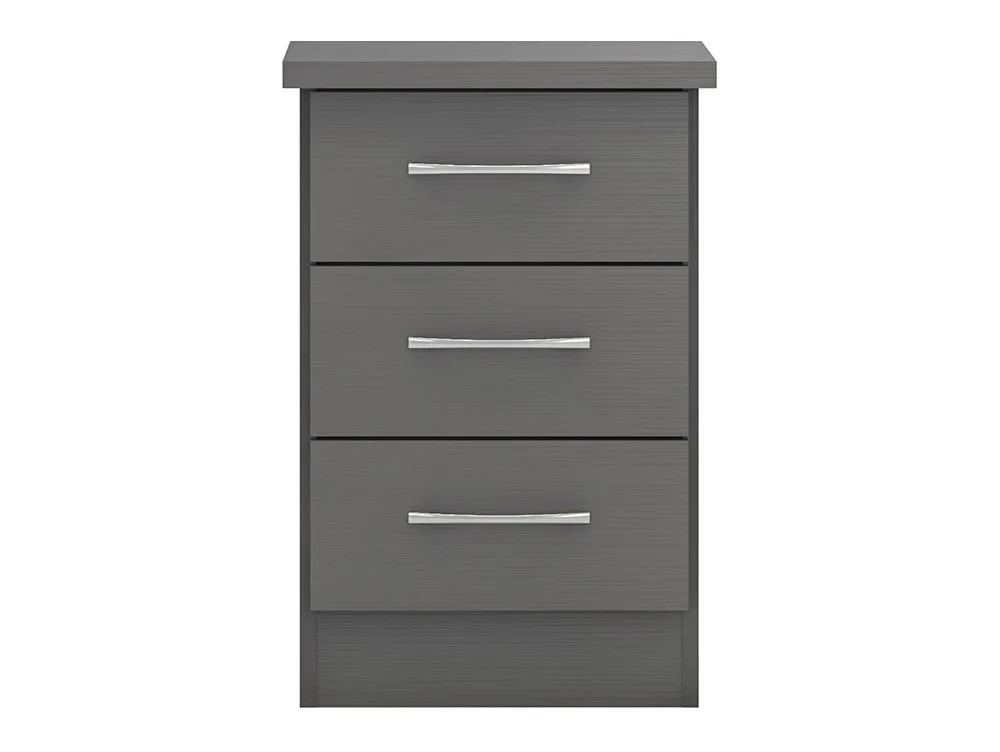 Seconique Seconique Nevada Matt Grey 3 Drawer Bedside Table