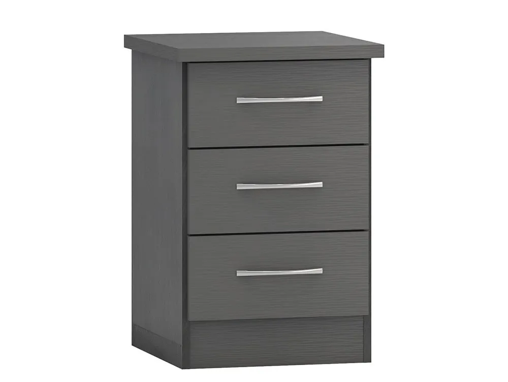 Seconique Seconique Nevada Matt Grey 3 Drawer Bedside Table