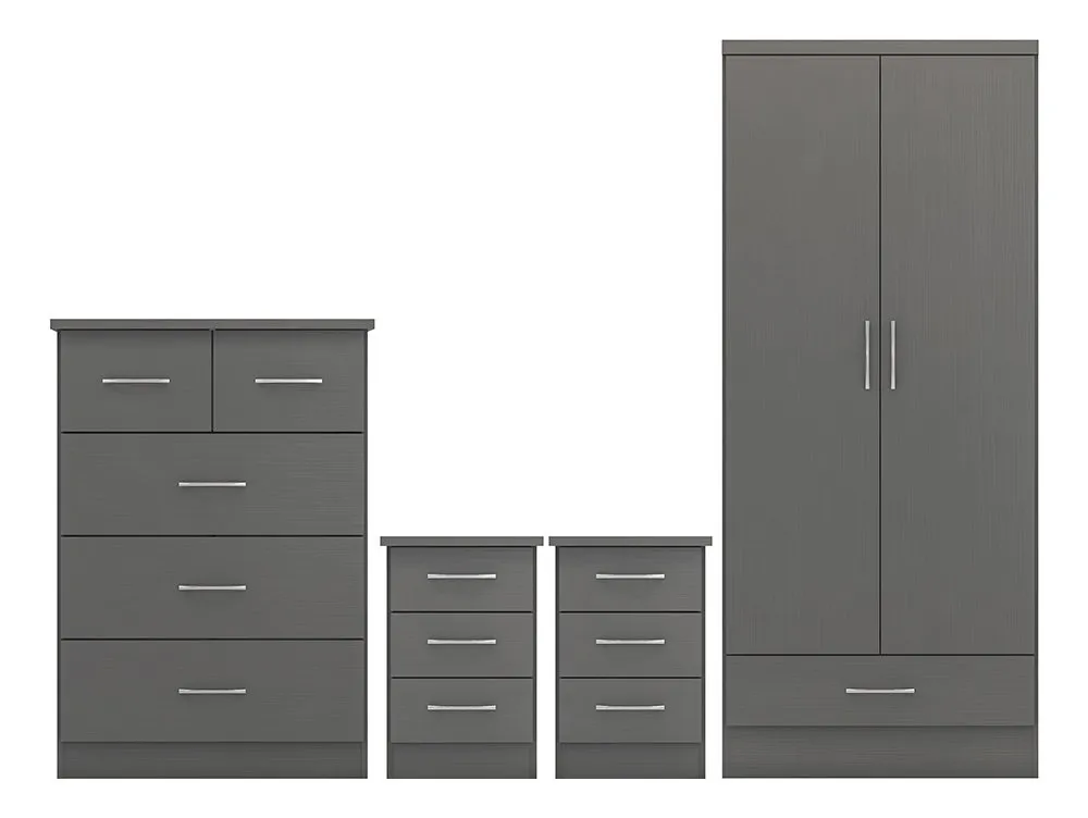 Seconique Seconique Nevada Matt Grey 4 Piece Bedroom Furniture Package