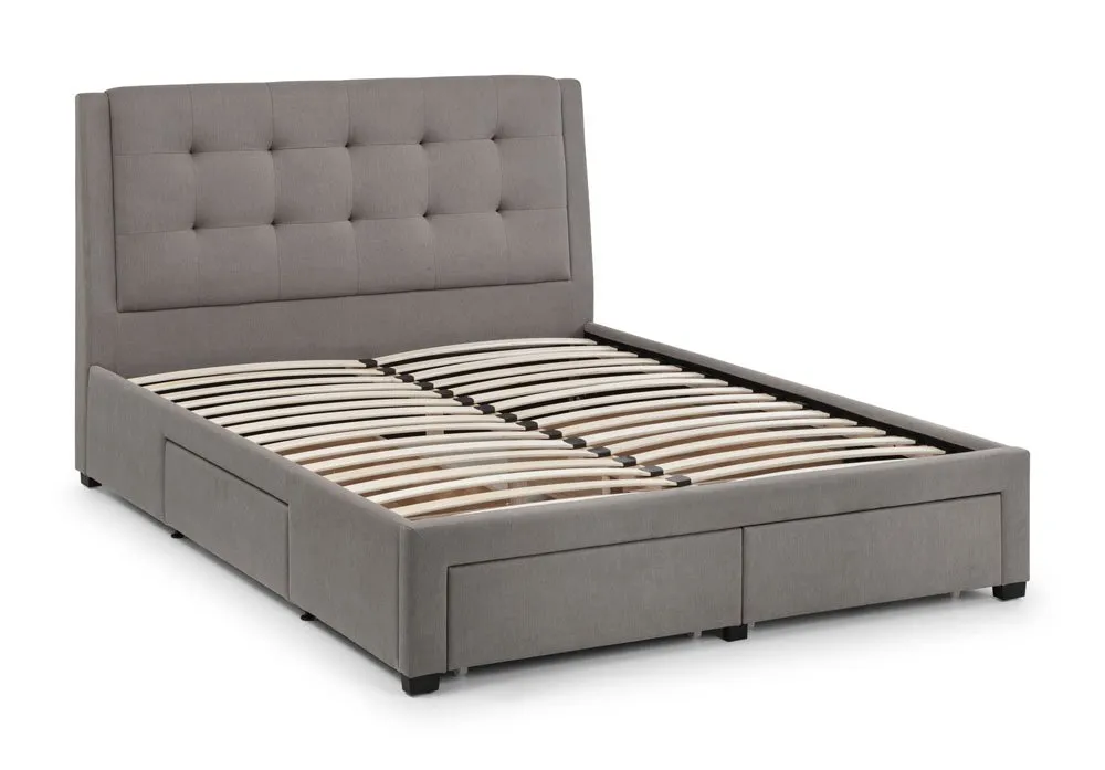 Julian Bowen Julian Bowen Fullerton 6ft Super King Size Grey Fabric 4 Drawer Bed Frame