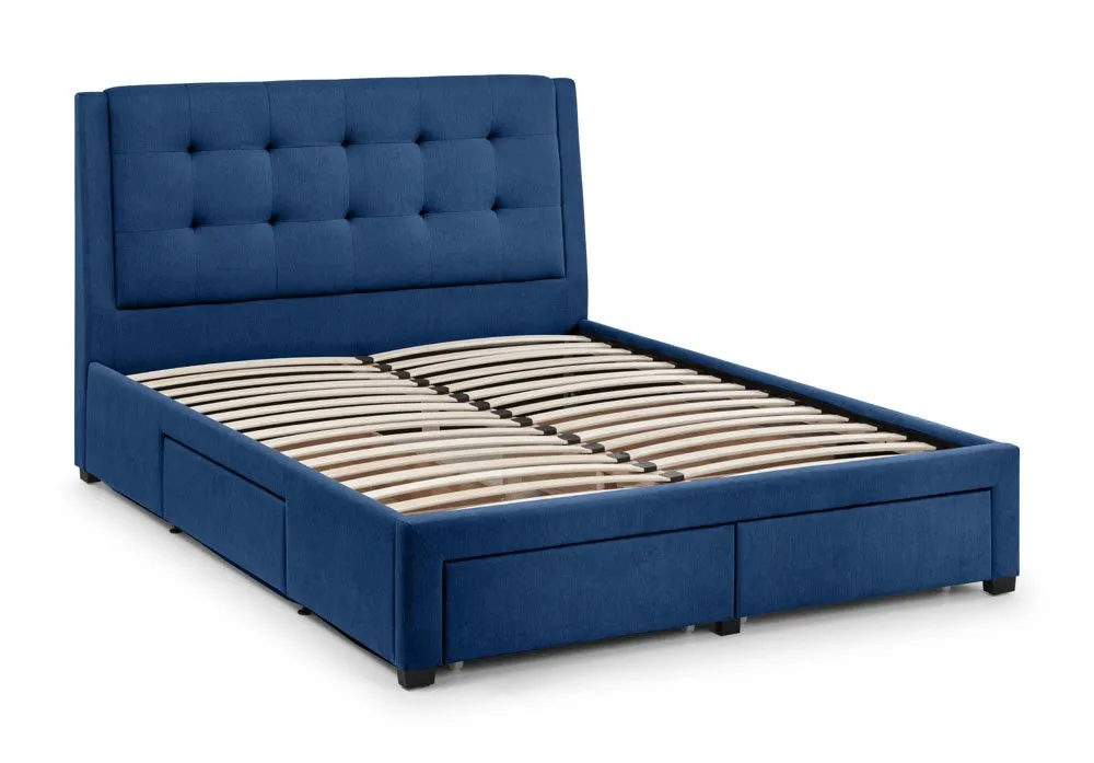 Julian Bowen Julian Bowen Fullerton 6ft Super King Size Blue Fabric 4 Drawer Bed Frame