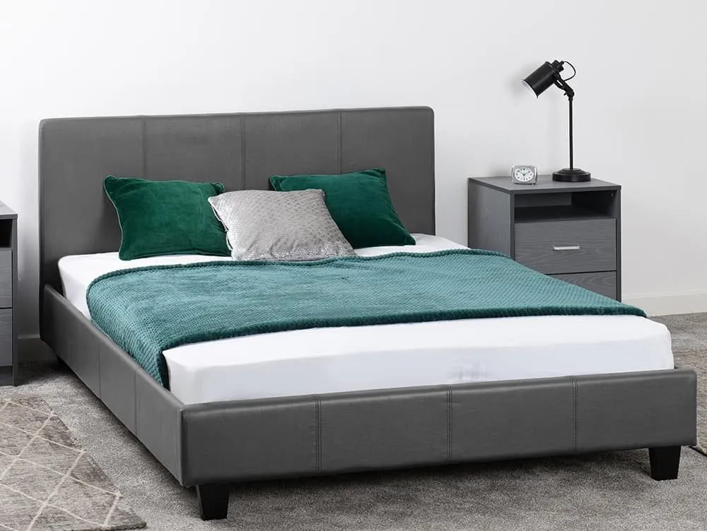 Seconique Seconique Prado 5ft King Size Grey Faux Leather Bed Frame