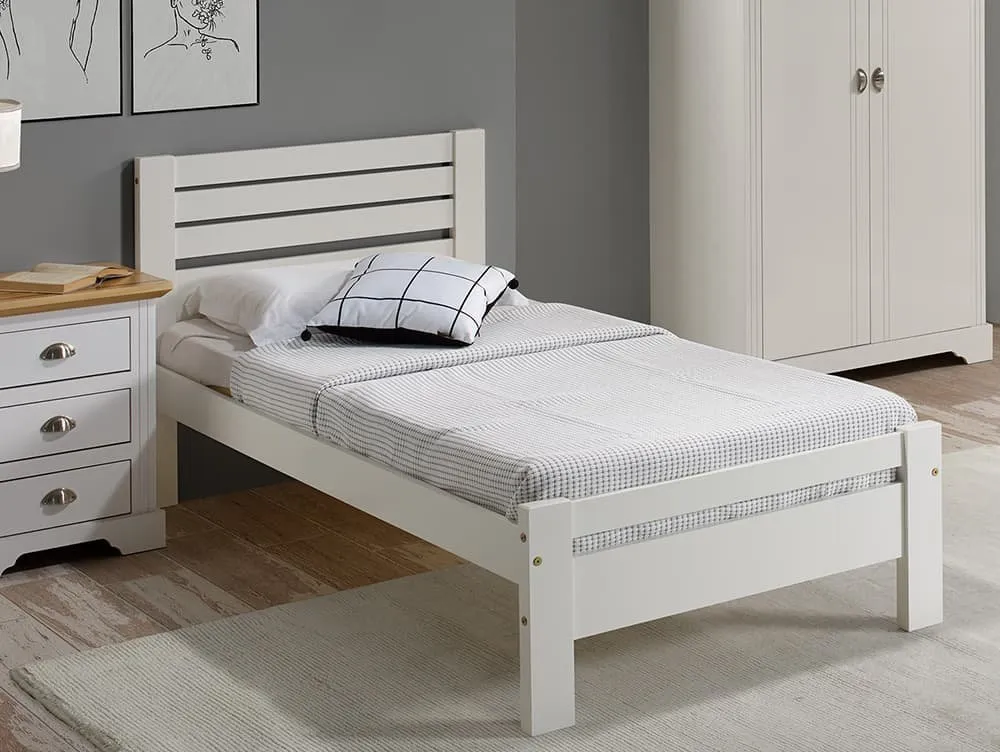 Seconique Seconique Toledo 3ft Single White Wooden Bed Frame