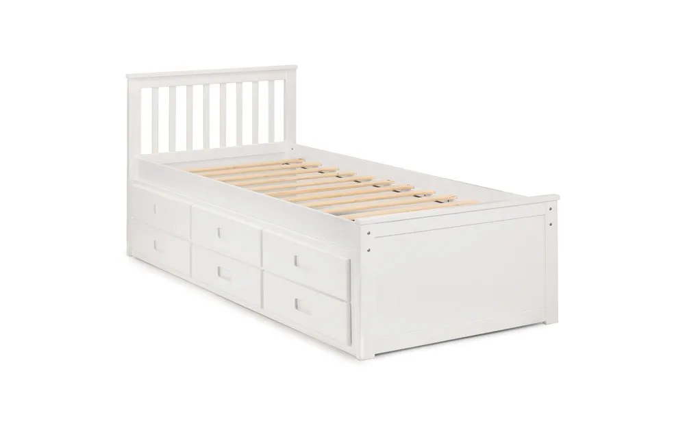 Julian Bowen Julian Bowen Maisie 3ft Single Surf White Wooden Guest Bed