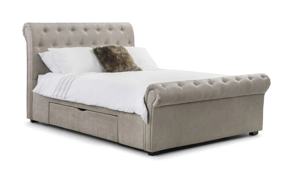 Julian Bowen Julian Bowen Ravello Mink Chenille Fabric 2 Drawer Storage Bed Frame
