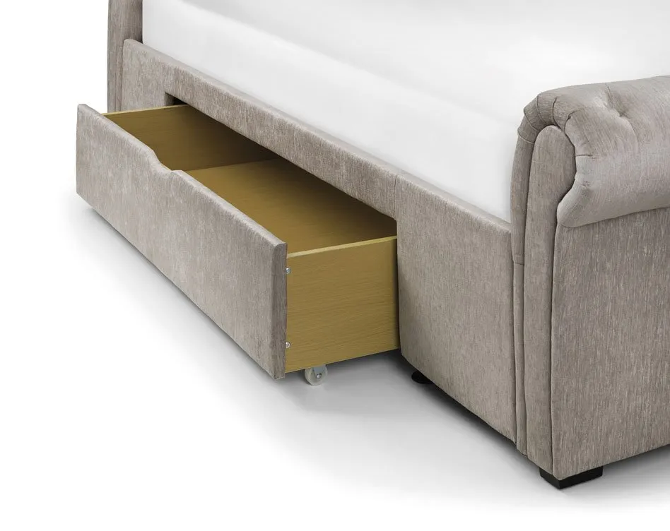 Julian Bowen Julian Bowen Ravello Mink Chenille Fabric 2 Drawer Storage Bed Frame