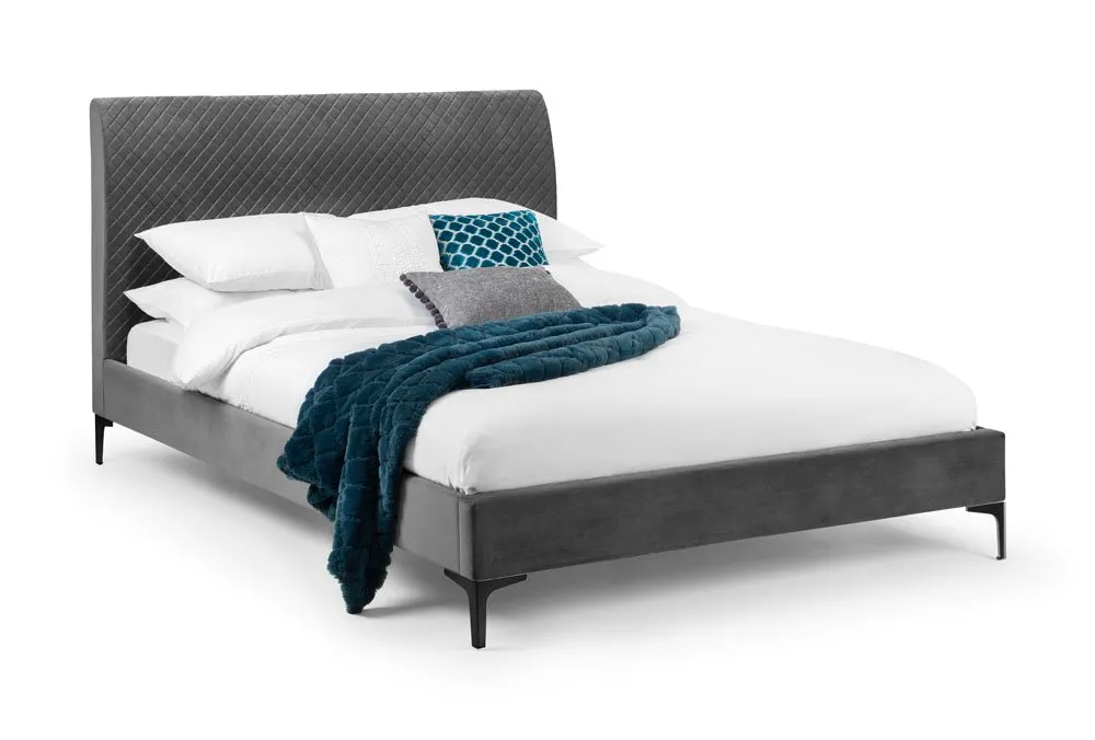 Julian Bowen Julian Bowen Sanderson Diamond Grey Quilted Velvet Bed Frame
