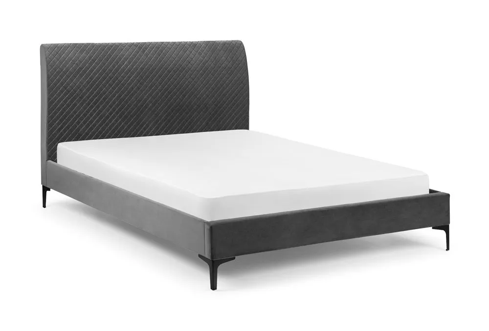 Julian Bowen Julian Bowen Sanderson Diamond Grey Quilted Velvet Bed Frame