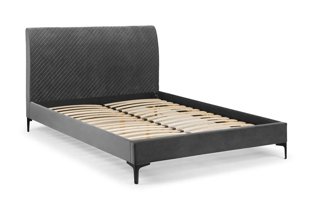Julian Bowen Julian Bowen Sanderson Diamond Grey Quilted Velvet Bed Frame