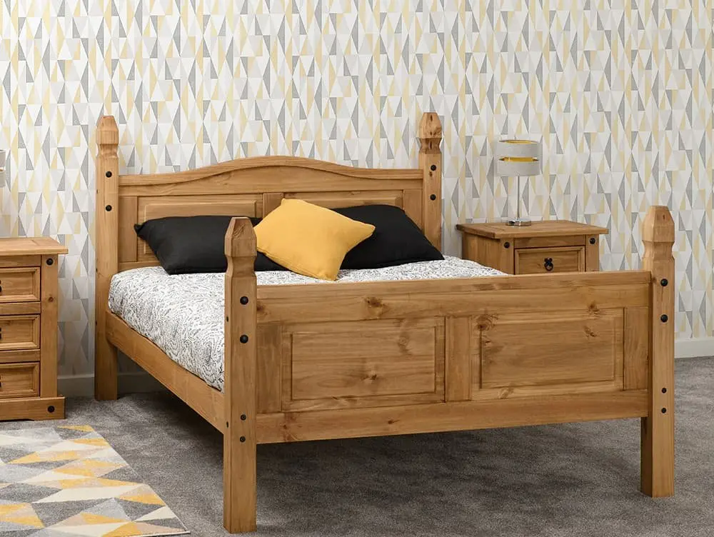 Seconique Seconique Corona Wax Pine Wooden Bed Frame (High Footend)