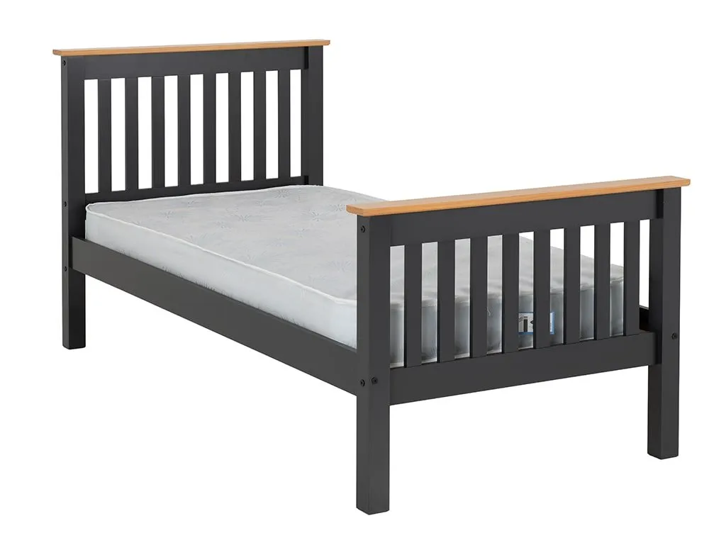 Seconique Seconique Monaco Grey and Oak Wooden Bed Frame (High Footend)
