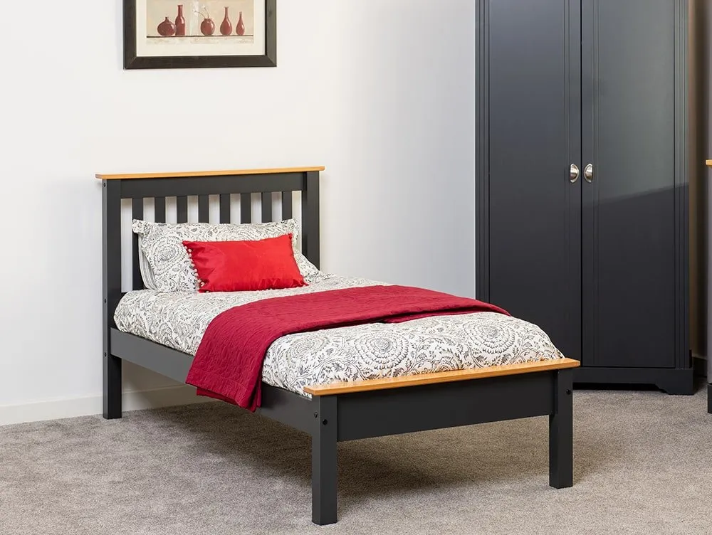 Seconique Seconique Monaco 3ft Single Grey and Oak Wooden Bed Frame (Low Footend)