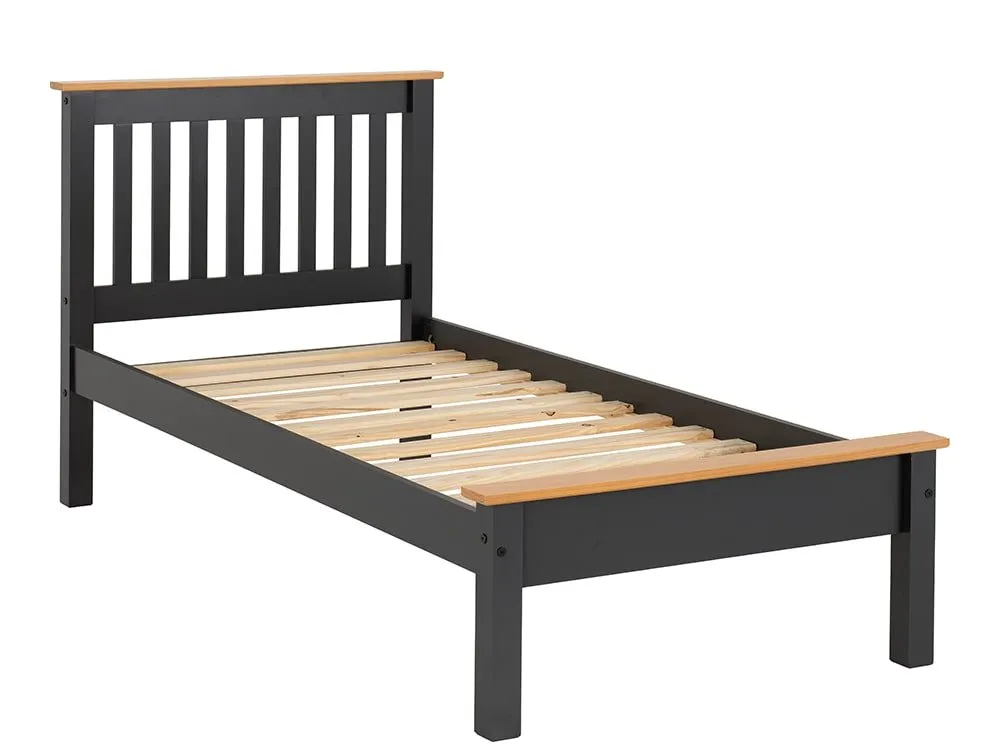 Seconique Seconique Monaco 3ft Single Grey and Oak Wooden Bed Frame (Low Footend)