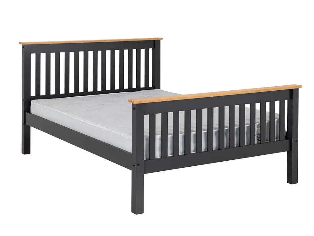 Seconique Seconique Monaco Grey and Oak Wooden Bed Frame (High Footend)