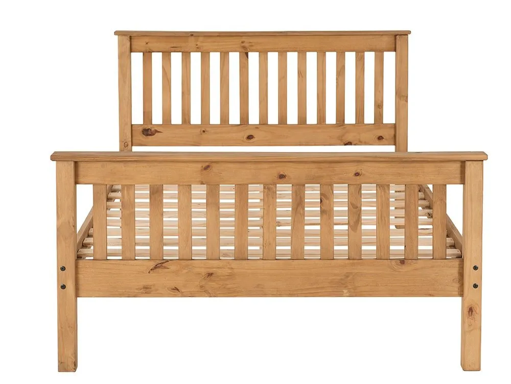 Seconique Seconique Monaco 5ft King Size Wax Pine Wooden Bed Frame (High Footened)