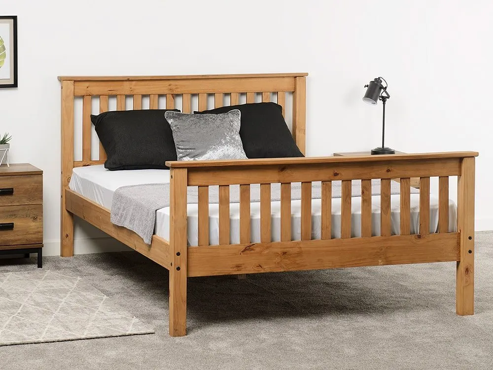 Seconique Seconique Monaco 5ft King Size Wax Pine Wooden Bed Frame (High Footened)
