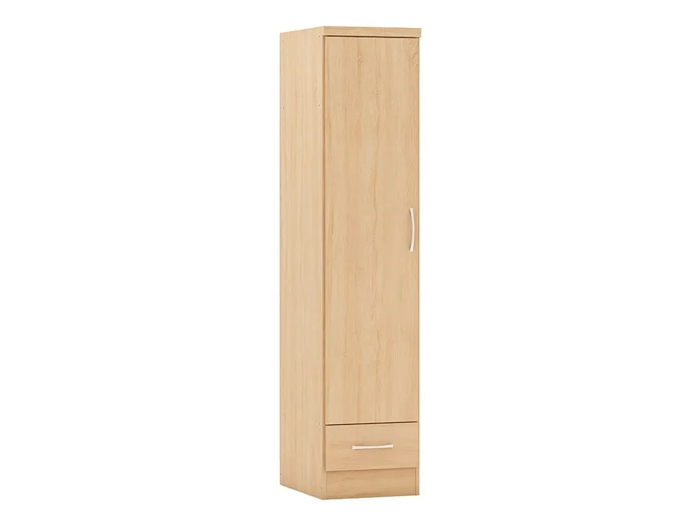 Seconique Seconique Nevada Sonoma Oak 1 Door 1 Drawer Single Wardrobe