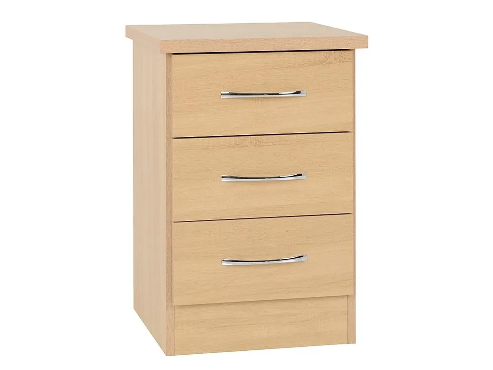 Seconique Seconique Nevada Sonoma Oak 3 Drawer Bedside Table