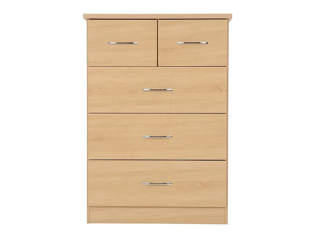 Seconique Seconique Nevada Sonoma Oak 3+2 Drawer Chest of Drawers