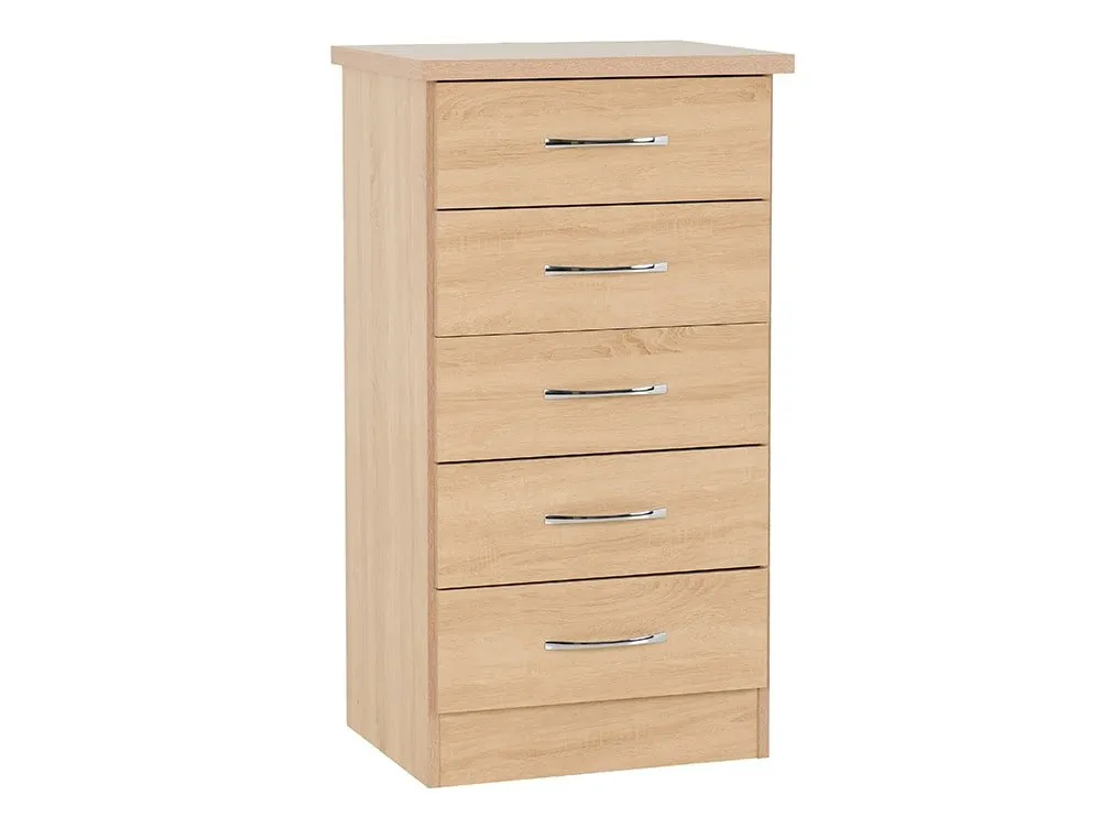 Seconique Seconique Nevada Sonoma Oak 5 Drawer Chest of Drawers