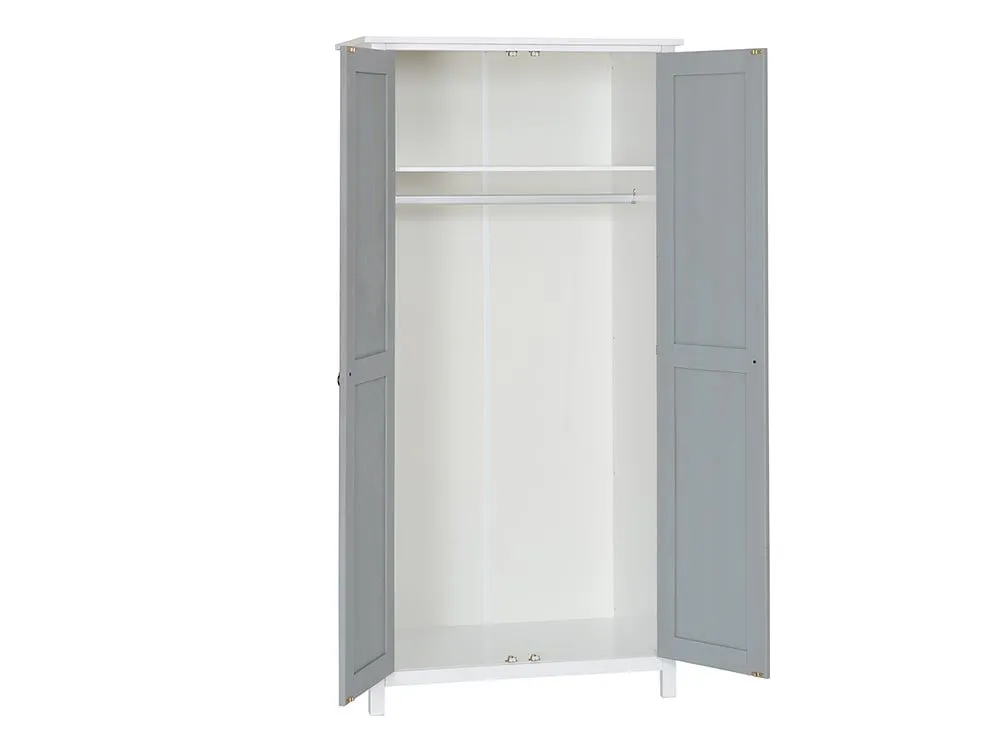 Seconique Seconique Vermont Grey and White 2 Door Double Wardrobe