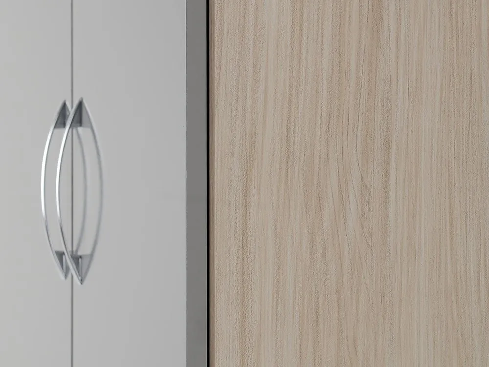 Seconique Seconique Nevada Grey Gloss and Oak 2 Door 1 Drawer Double Wardrobe