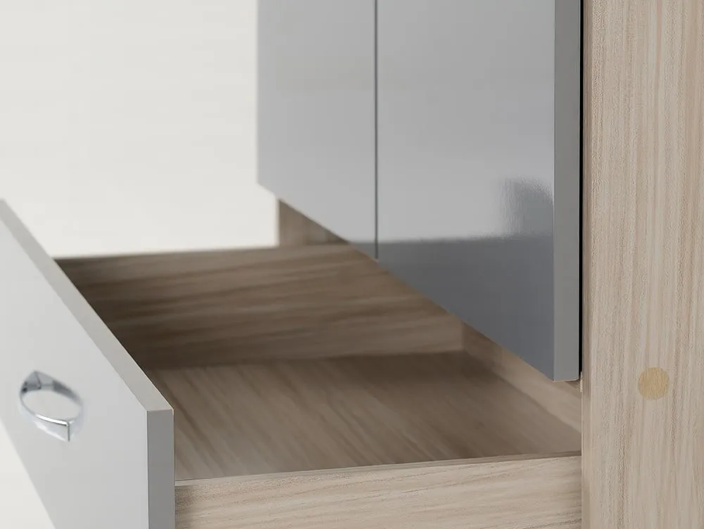 Seconique Seconique Nevada Grey Gloss and Oak 2 Door 1 Drawer Double Wardrobe