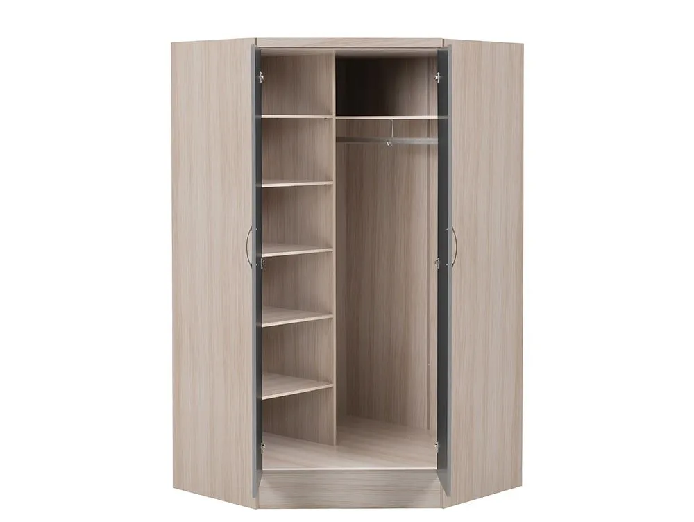 Seconique Seconique Nevada Grey Gloss and Oak 2 Door Corner Wardrobe