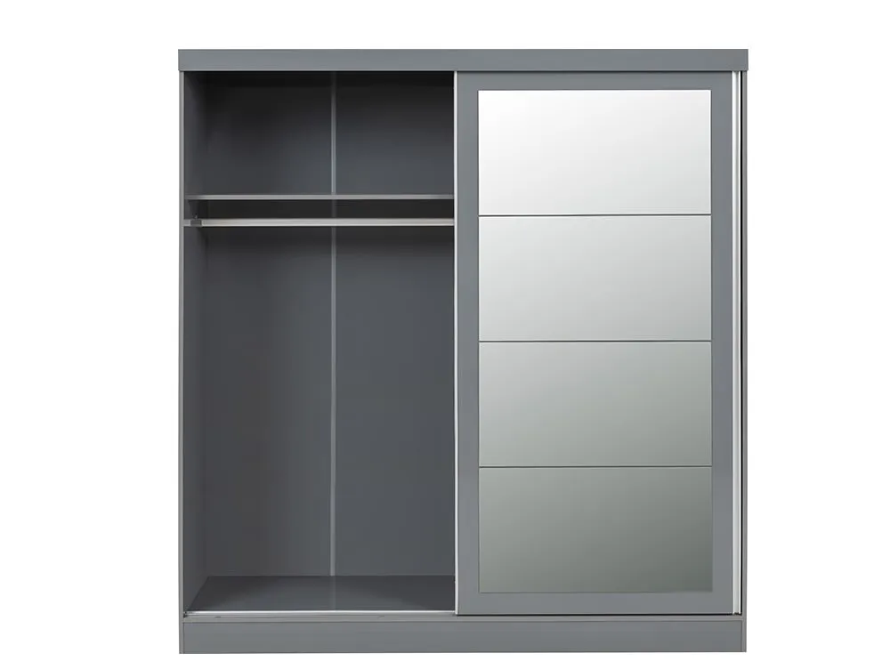 Seconique Seconique Nevada Grey High Gloss Sliding Mirrored Wardrobe