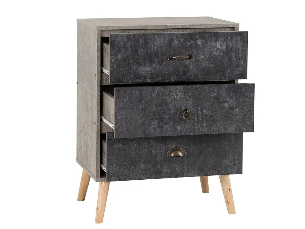 Seconique Seconique Nordic Concrete Effect 3 Drawer Chest of Drawers