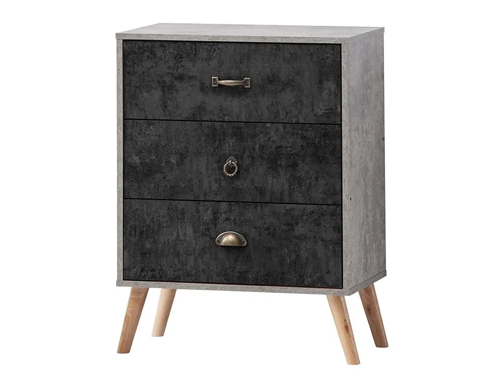 Seconique Seconique Nordic Concrete Effect 3 Drawer Chest of Drawers