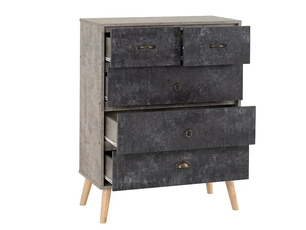 Seconique Seconique Nordic Concrete Effect 3+2 Drawer Chest of Drawers