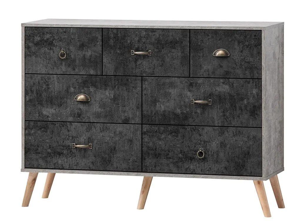 Seconique Seconique Nordic Concrete Effect 7 Drawer Merchant Chest