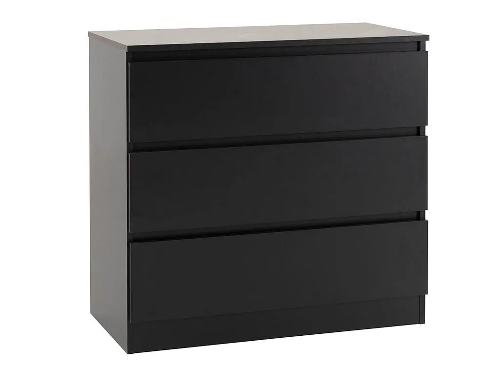 Seconique Seconique Malvern Black 3 Drawer Low Chest of Drawers