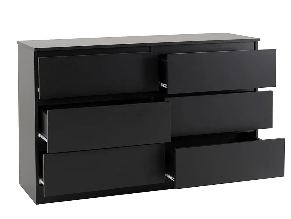 Seconique Seconique Malvern Black 3+3 Drawer Chest of Drawers