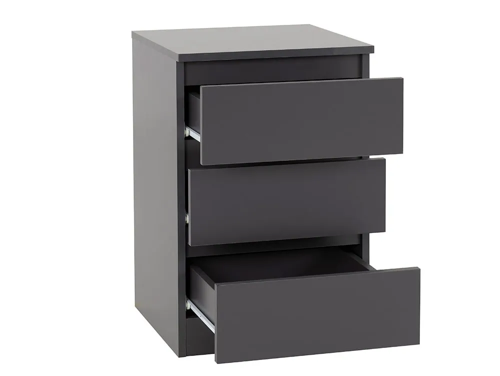 Seconique Seconique Malvern Grey Pair of 3 Drawer Bedside Cabinets