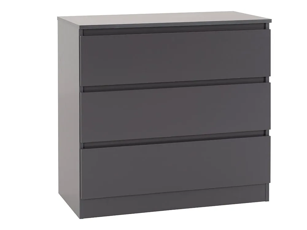 Seconique Seconique Malvern Grey 3 Drawer Low Chest of Drawers