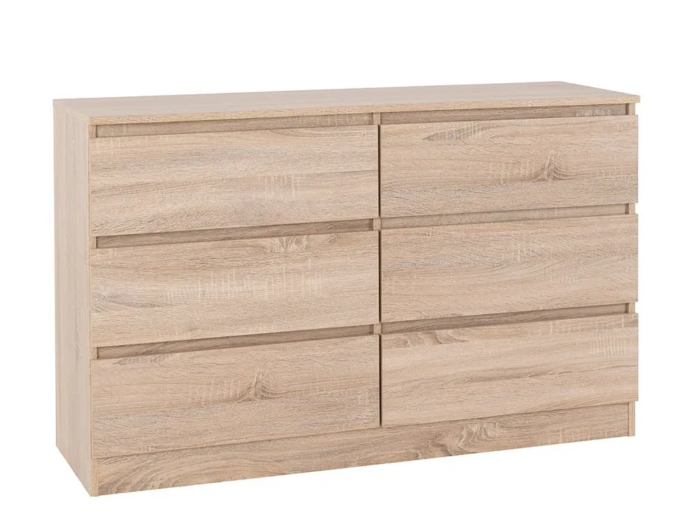 Seconique Seconique Malvern Sonoma Oak 3+3 Drawer Chest of Drawers